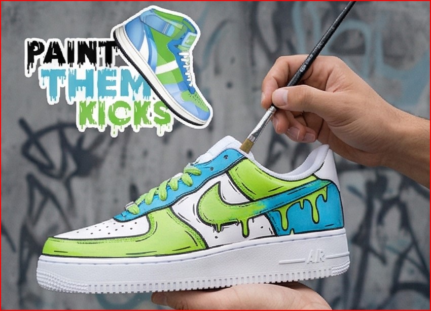 Custom sneaker painting in action